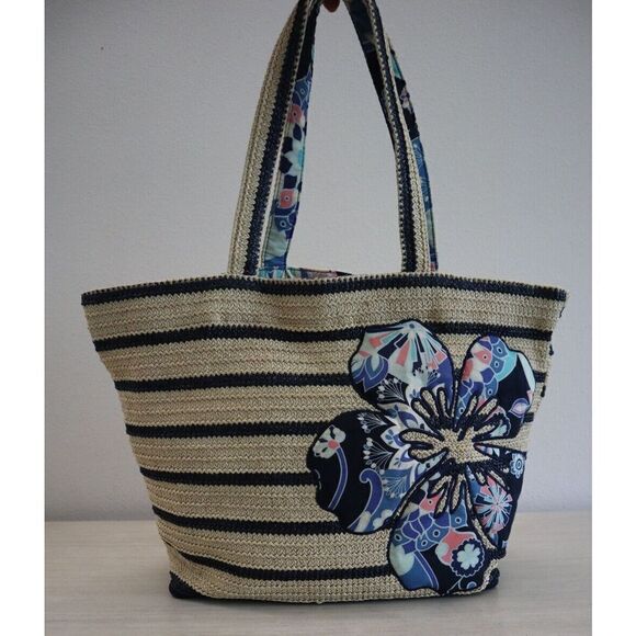 Vera Bradley Lotus Flower Swirl Print Seashore Beach Bag w/Zip Around Bottom - Picture 1 of 10